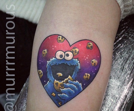 小臂爱心星空小清新卡通人物纹身图案