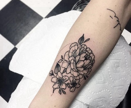 小臂小清新点刺花蕊纹身tattoo图案