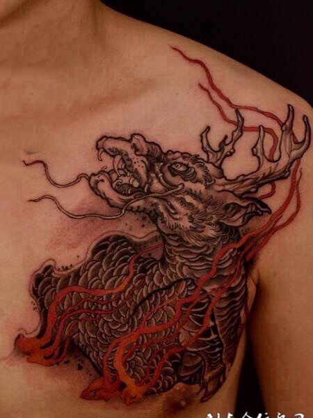 待雷霆冲云霄，半甲麒麟刺青