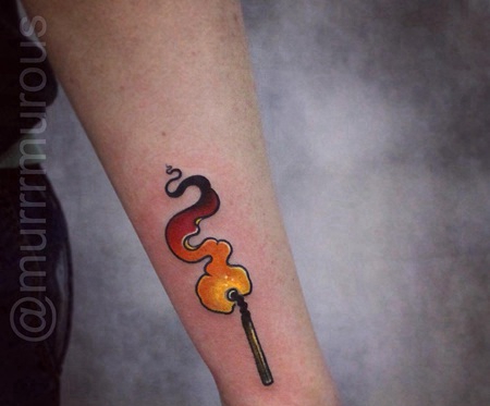 小臂可爱小清新燃烧的火柴tattoo纹身图案