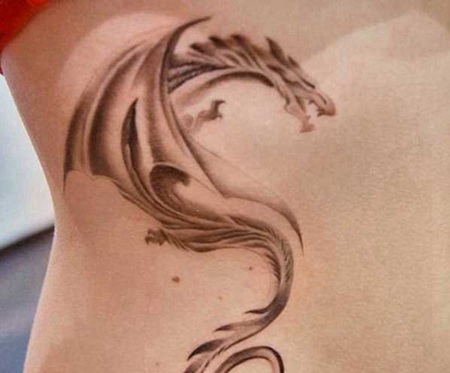 腰部恐龙纹身图案