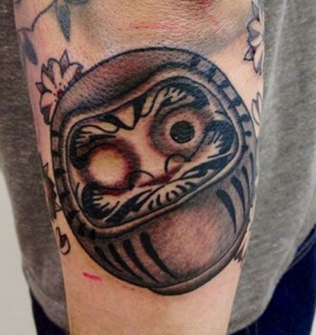 手臂可爱达摩蛋纹身图案
