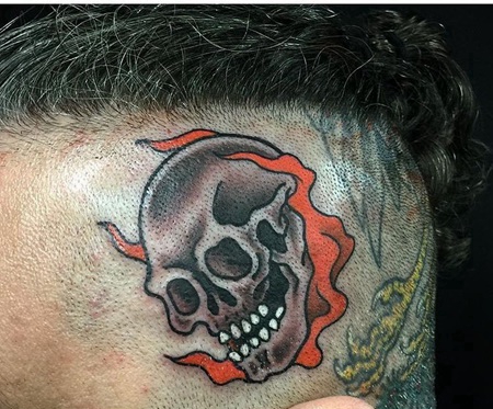 头部个性的骷髅纹身图案