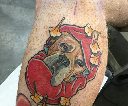 小腿上哈巴狗纹身图案