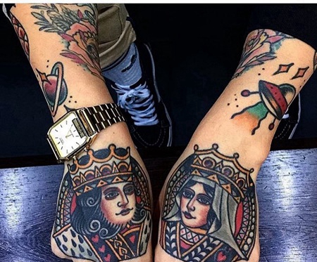 手背扑克牌人物王纹身图案