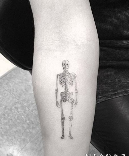 手臂个性十足的骷髅纹身