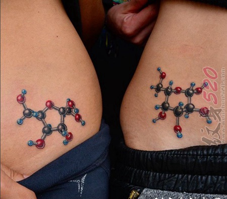 关于化学元素的黑色线条素描原子结构纹身图案