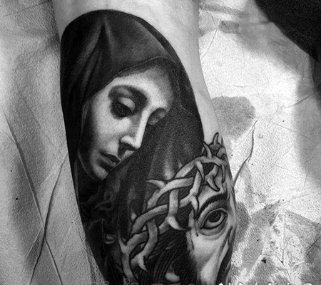 黑色素描点刺技巧创意个性古希腊人像纹身图案