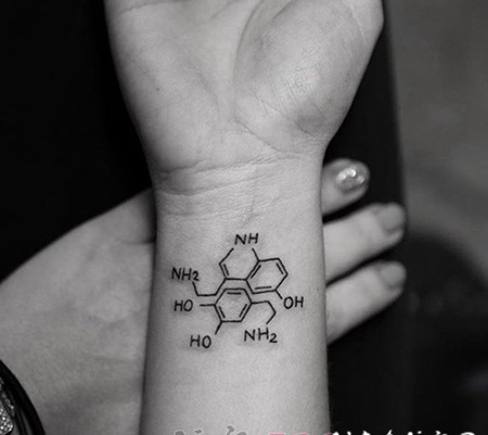 化学元素黑色线条简约小图案创意个性纹身图案