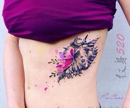 关于海螺的彩绘水彩泼墨创意个性纹身图案