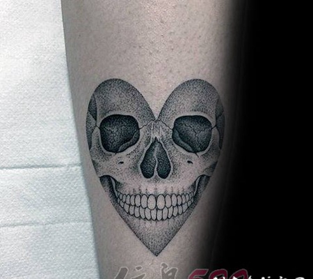 关于骷髅头的黑色素描点刺技巧创意个性纹身图案