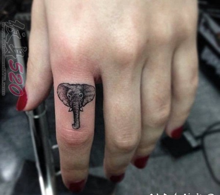 关于大象的个性创意花纹纹身图案