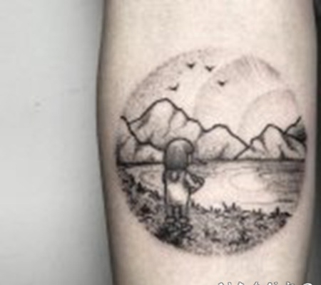 点刺技巧黑色素描创意个性动物人像风景纹身图案