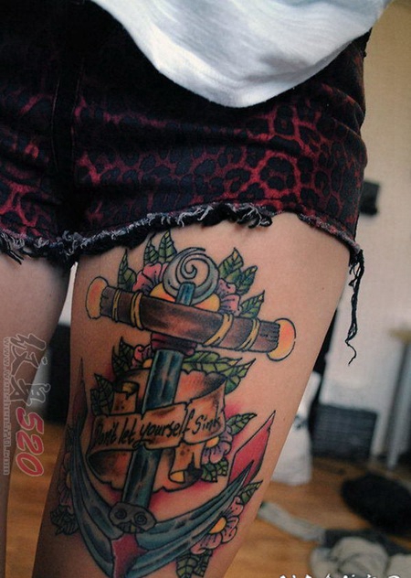 关于船锚的海军风创意个性小图案纹身图案