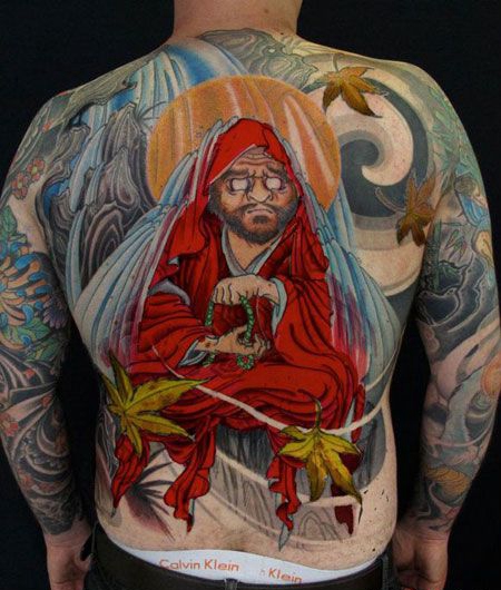 满背日式达摩纹身图案