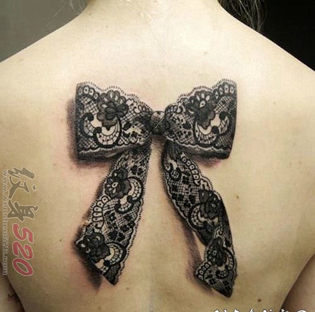 关于蝴蝶结的文艺小清新唯美纹身图案