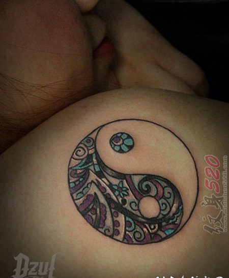 阴阳八卦创意花纹个性纹身图案