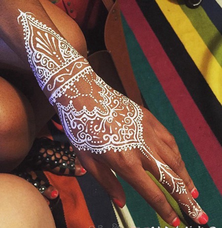 女生喜爱的白色几何元素抽象线条创意纹身图案