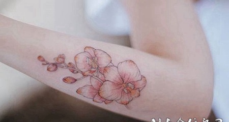 手臂淡雅的花纹刺青