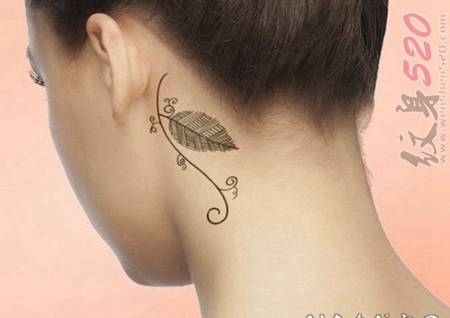 黑色线条素描创意文艺小清新唯美叶子纹身图案