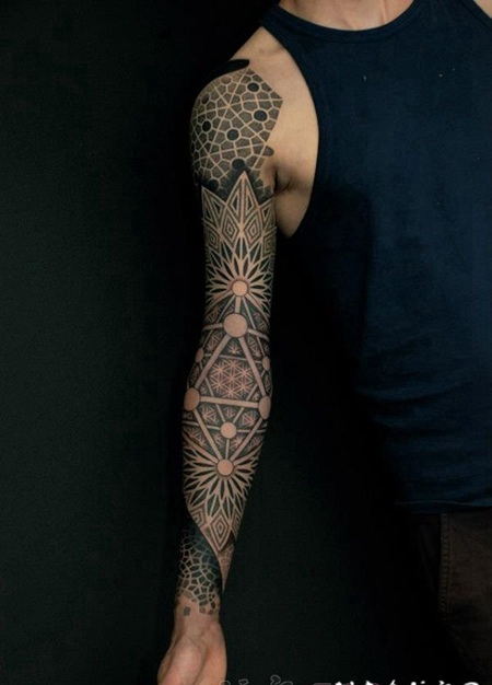 黑色线条几何元素创意花纹纹身图案