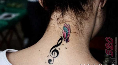 黑色线条音符创意文艺小清新纹身图案