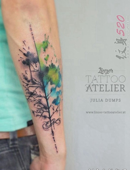 1关于水彩泼墨的小清新唯美纹身图案