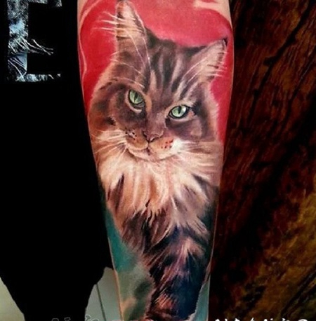 关于猫咪的超写实3d创意个性纹身图案
