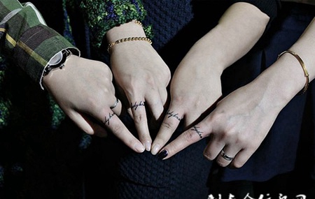 比爱情更深的证明，手指闺蜜英文纹身