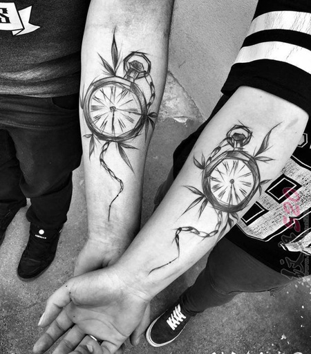 情侣闺蜜黑色线条简约文艺小清新纹身图案