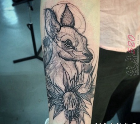 创意个性抽象素描动物纹身图案