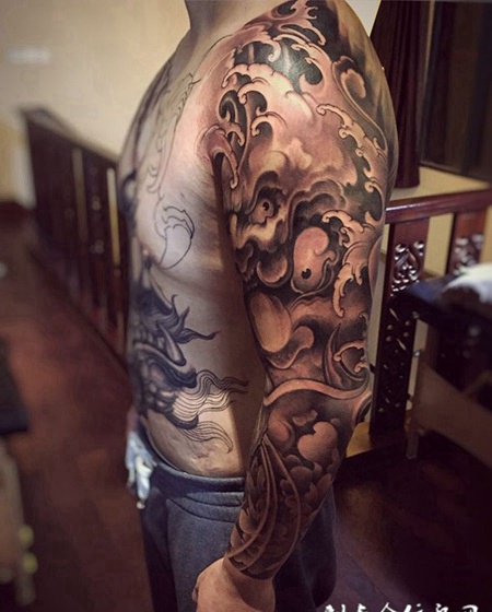 鬼使神差 ，霸气的怒目夜叉花臂纹身