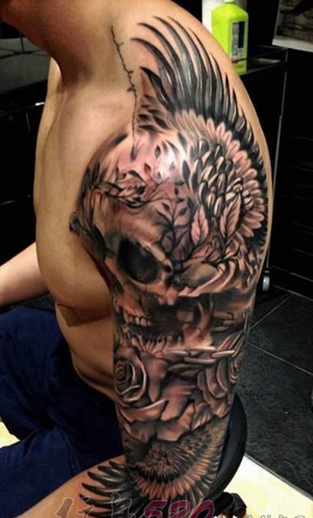 酷炫张扬的个性骷髅纹身图案