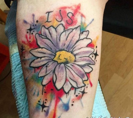 漂亮的彩绘技巧抽象线条文艺花朵纹身图案