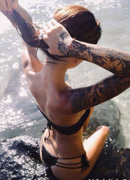 藤蔓手臂纹身 手臂上好看的音符藤蔓纹身图集