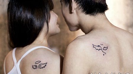 天使恶魔翅膀纹身图案 情侣天使与恶魔翅膀纹身