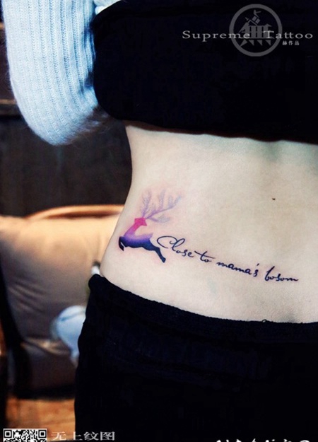 女生纹罂粟花纹身图案 个性女生腰部花纹纹身图片