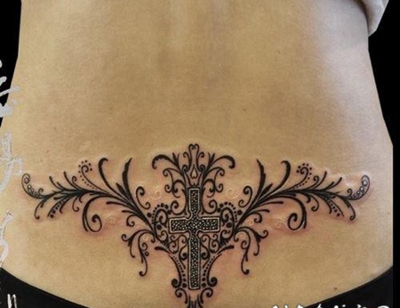 腰部藤蔓纹身 腰部花卉藤蔓纹身