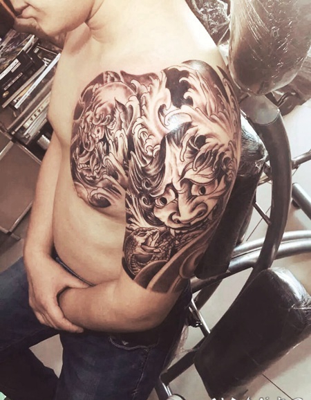半甲纹身 纹身图案 纹身图案大全 般若纹身 花臂纹身 胸口纹身 唐狮纹身 手臂纹身
