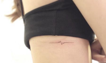 美女肋骨漂亮的处心电图纹身图案