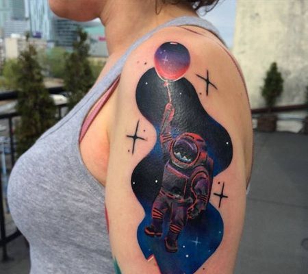 迷幻的宇航员设计纹身图案