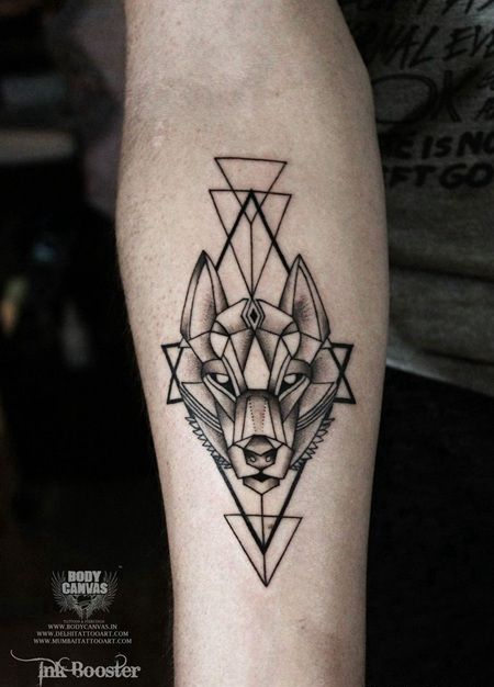 3D黑色个性狼头纹身图案