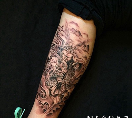 猴王的沉思，小腿斗战胜佛个性纹身图案