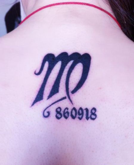 背部处女座日期纹身图案