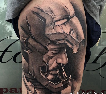 英雄之叹息，大腿忧伤钢铁侠个性纹身