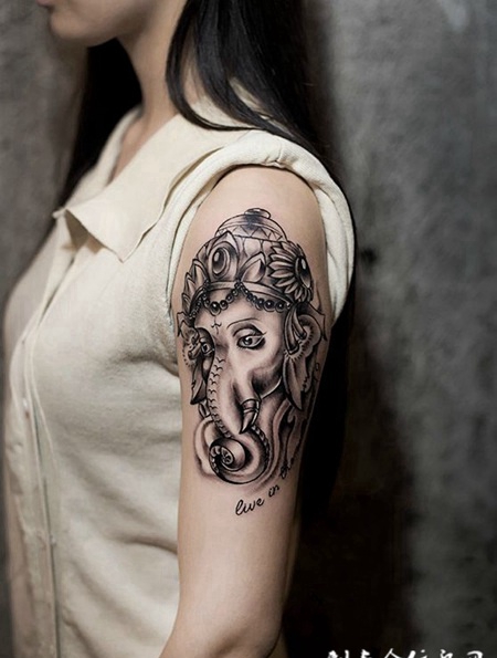 信仰众生，手臂象神个性纹身图案