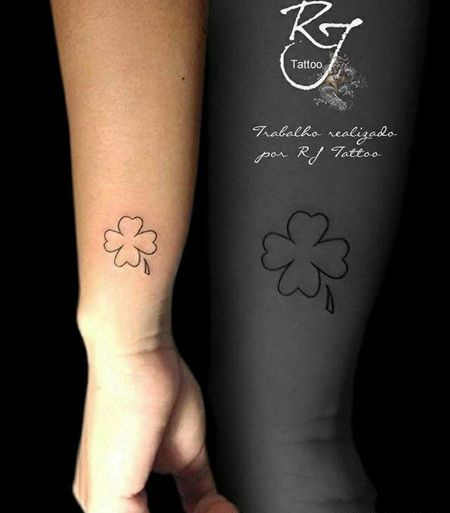 简约四叶草纹身图片_小清新四叶草手臂纹身图案