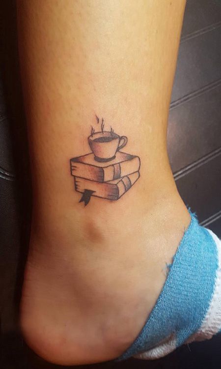 脚踝咖啡纹身图案
