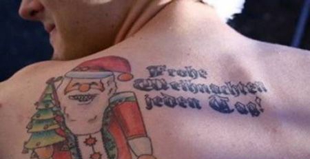 背部圣诞老人纹身图案