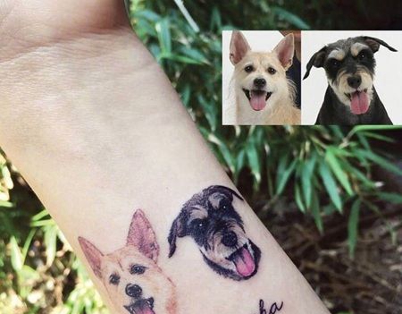 手腕宠物纹身，雪纳瑞可爱纹身图案